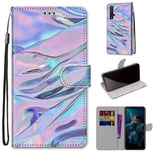 For Huawei Honor 20 Coloured Drawing Cross Texture Horizontal Flip PU Leather Case with Holder & Card Slots & Wallet & Lanyard(Fluorescent Water Texture)