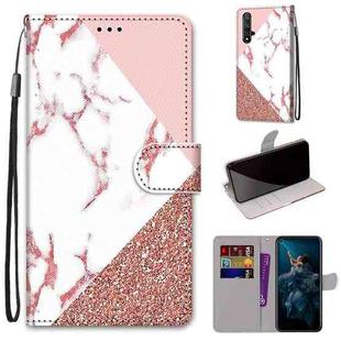 For Huawei Honor 20 Coloured Drawing Cross Texture Horizontal Flip PU Leather Case with Holder & Card Slots & Wallet & Lanyard(Powder Stone Texture)