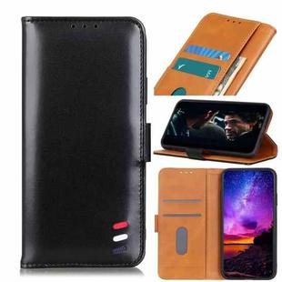 For Motorola Moto E7 (2020) 3-Color Pearl Texture Magnetic Buckle Horizontal Flip PU Leather Case with Card Slots & Wallet & Holder(Black)