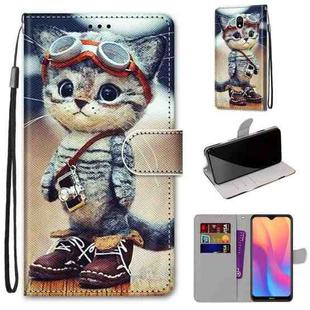 For Xiaomi Redmi 8A Coloured Drawing Cross Texture Horizontal Flip PU Leather Case with Holder & Card Slots & Wallet & Lanyard(Leather Shoes Cat)