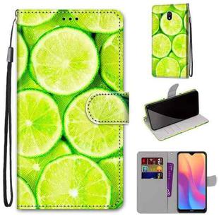 For Xiaomi Redmi 8A Coloured Drawing Cross Texture Horizontal Flip PU Leather Case with Holder & Card Slots & Wallet & Lanyard(Green Lemon)