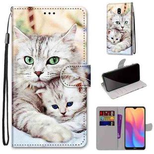 For Xiaomi Redmi 8A Coloured Drawing Cross Texture Horizontal Flip PU Leather Case with Holder & Card Slots & Wallet & Lanyard(Big Cat Holding Kitten)