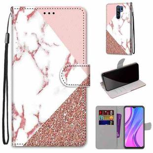 For Xiaomi Redmi 9 Coloured Drawing Cross Texture Horizontal Flip PU Leather Case with Holder & Card Slots & Wallet & Lanyard(Powder Stone Texture)