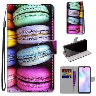 For Xiaomi Redmi 9A Coloured Drawing Cross Texture Horizontal Flip PU Leather Case with Holder & Card Slots & Wallet & Lanyard(Colorful Cakes)