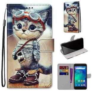 For Xiaomi Redmi Go Coloured Drawing Cross Texture Horizontal Flip PU Leather Case with Holder & Card Slots & Wallet & Lanyard(Leather Shoes Cat)