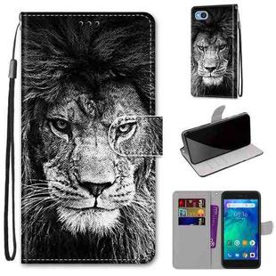 For Xiaomi Redmi Go Coloured Drawing Cross Texture Horizontal Flip PU Leather Case with Holder & Card Slots & Wallet & Lanyard(Black White Lion Head)