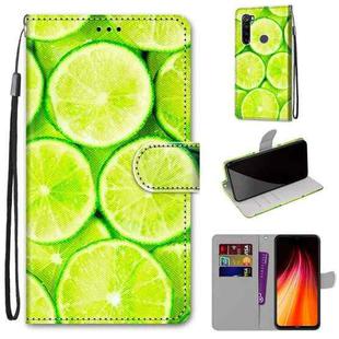 For Xiaomi Redmi Note 8 Coloured Drawing Cross Texture Horizontal Flip PU Leather Case with Holder & Card Slots & Wallet & Lanyard(Green Lemon)