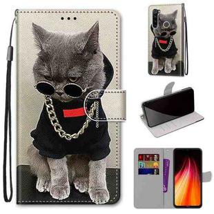 For Xiaomi Redmi Note 8 Coloured Drawing Cross Texture Horizontal Flip PU Leather Case with Holder & Card Slots & Wallet & Lanyard(Golden Chain Grey Cat)