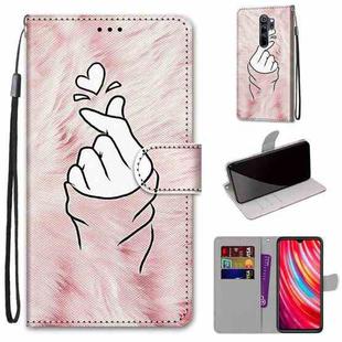 For Xiaomi Redmi Note 8 Pro Coloured Drawing Cross Texture Horizontal Flip PU Leather Case with Holder & Card Slots & Wallet & Lanyard(Pink Hands Heart)