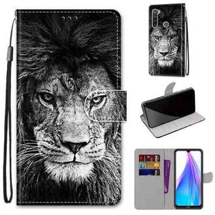 For Xiaomi Redmi Note 8T Coloured Drawing Cross Texture Horizontal Flip PU Leather Case with Holder & Card Slots & Wallet & Lanyard(Black White Lion Head)