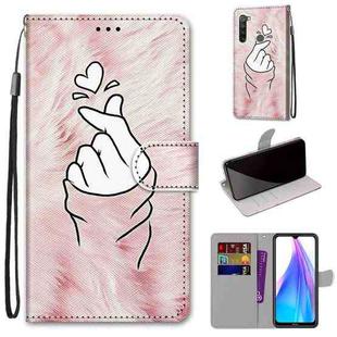 For Xiaomi Redmi Note 8T Coloured Drawing Cross Texture Horizontal Flip PU Leather Case with Holder & Card Slots & Wallet & Lanyard(Pink Hands Heart)