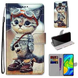 For Xiaomi Redmi Note 9 / 10X 4G Coloured Drawing Cross Texture Horizontal Flip PU Leather Case with Holder & Card Slots & Wallet & Lanyard(Leather Shoes Cat)