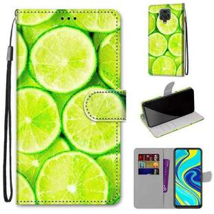 For Xiaomi Redmi Note 9S / 9 Pro Coloured Drawing Cross Texture Horizontal Flip PU Leather Case with Holder & Card Slots & Wallet & Lanyard(Green Lemon)