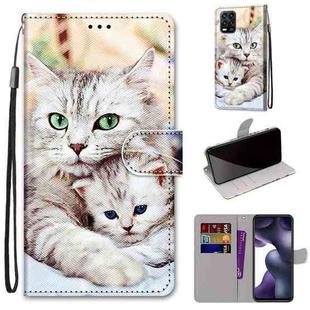 For Xiaomi Mi 10 Lite Coloured Drawing Cross Texture Horizontal Flip PU Leather Case with Holder & Card Slots & Wallet & Lanyard(Big Cat Holding Kitten)