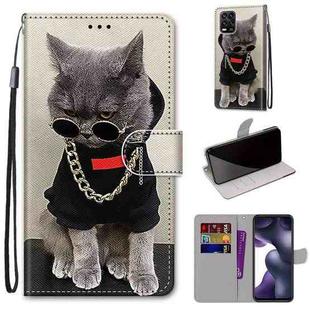 For Xiaomi Mi 10 Lite Coloured Drawing Cross Texture Horizontal Flip PU Leather Case with Holder & Card Slots & Wallet & Lanyard(Golden Chain Grey Cat)