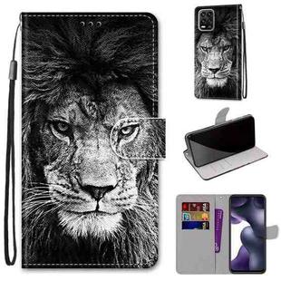 For Xiaomi Mi 10 Lite Coloured Drawing Cross Texture Horizontal Flip PU Leather Case with Holder & Card Slots & Wallet & Lanyard(Black White Lion Head)