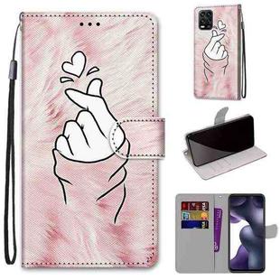 For Xiaomi Mi 10 Lite Coloured Drawing Cross Texture Horizontal Flip PU Leather Case with Holder & Card Slots & Wallet & Lanyard(Pink Hands Heart)