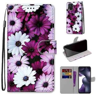 For Xiaomi Mi 10 Lite Coloured Drawing Cross Texture Horizontal Flip PU Leather Case with Holder & Card Slots & Wallet & Lanyard(Chrysanthemum Pink White Purple)