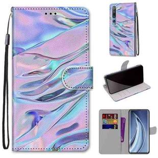 For Xiaomi Mi 10 5G Coloured Drawing Cross Texture Horizontal Flip PU Leather Case with Holder & Card Slots & Wallet & Lanyard(Fluorescent Water Texture)