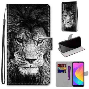 For Xiaomi Mi CC9e / A3 Coloured Drawing Cross Texture Horizontal Flip PU Leather Case with Holder & Card Slots & Wallet & Lanyard(Black White Lion Head)