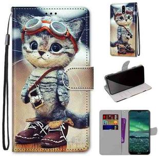 For Nokia 2.3 Coloured Drawing Cross Texture Horizontal Flip PU Leather Case with Holder & Card Slots & Wallet & Lanyard(Leather Shoes Cat)