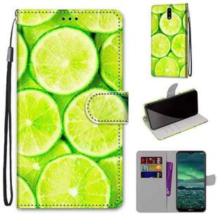 For Nokia 2.3 Coloured Drawing Cross Texture Horizontal Flip PU Leather Case with Holder & Card Slots & Wallet & Lanyard(Green Lemon)