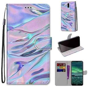 For Nokia 2.3 Coloured Drawing Cross Texture Horizontal Flip PU Leather Case with Holder & Card Slots & Wallet & Lanyard(Fluorescent Water Texture)