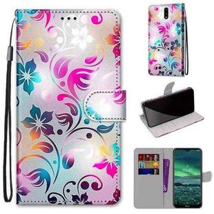 For Nokia 2.3 Coloured Drawing Cross Texture Horizontal Flip PU Leather Case with Holder & Card Slots & Wallet & Lanyard(Gradient Colorful Flower)