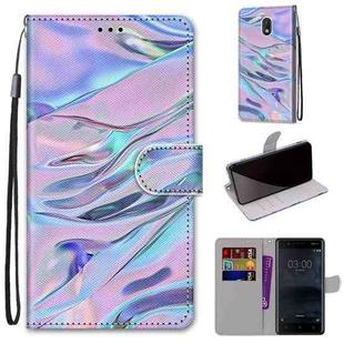 For Nokia 3 Coloured Drawing Cross Texture Horizontal Flip PU Leather Case with Holder & Card Slots & Wallet & Lanyard(Fluorescent Water Texture)