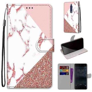 For Nokia 5 Coloured Drawing Cross Texture Horizontal Flip PU Leather Case with Holder & Card Slots & Wallet & Lanyard(Powder Stone Texture)