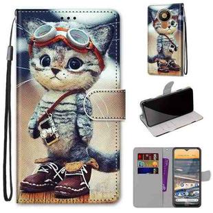 For Nokia 5.3 Coloured Drawing Cross Texture Horizontal Flip PU Leather Case with Holder & Card Slots & Wallet & Lanyard(Leather Shoes Cat)