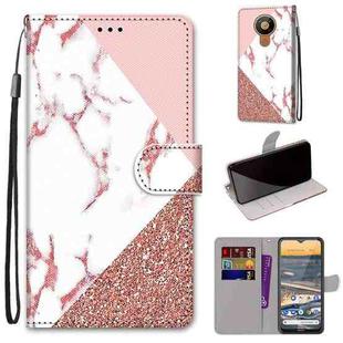 For Nokia 5.3 Coloured Drawing Cross Texture Horizontal Flip PU Leather Case with Holder & Card Slots & Wallet & Lanyard(Powder Stone Texture)