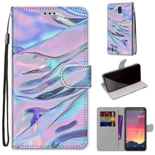 For Nokia C2 Coloured Drawing Cross Texture Horizontal Flip PU Leather Case with Holder & Card Slots & Wallet & Lanyard(Fluorescent Water Texture)