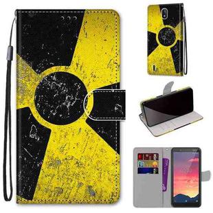 For Nokia C2 Coloured Drawing Cross Texture Horizontal Flip PU Leather Case with Holder & Card Slots & Wallet & Lanyard(Yellow Black Logo)