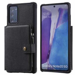 Zipper Shockproof Protective Case with Card Slots & Bracket & Photo Holder & Wallet Function For Samsung Galaxy Note20(Black)