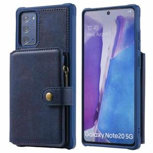 Zipper Shockproof Protective Case with Card Slots & Bracket & Photo Holder & Wallet Function For Samsung Galaxy Note20(Blue)