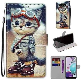 For LG Aristo 5 / K31 Coloured Drawing Cross Texture Horizontal Flip PU Leather Case with Holder & Card Slots & Wallet & Lanyard(Leather Shoes Cat)