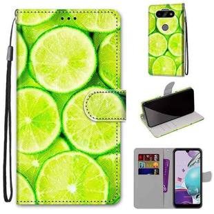 For LG Aristo 5 / K31 Coloured Drawing Cross Texture Horizontal Flip PU Leather Case with Holder & Card Slots & Wallet & Lanyard(Green Lemon)