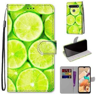 For LG K41s / K51s Coloured Drawing Cross Texture Horizontal Flip PU Leather Case with Holder & Card Slots & Wallet & Lanyard(Green Lemon)