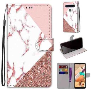 For LG K41s / K51s Coloured Drawing Cross Texture Horizontal Flip PU Leather Case with Holder & Card Slots & Wallet & Lanyard(Powder Stone Texture)