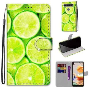 For LG K61 Coloured Drawing Cross Texture Horizontal Flip PU Leather Case with Holder & Card Slots & Wallet & Lanyard(Green Lemon)
