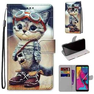 For LG Stylo 5 Coloured Drawing Cross Texture Horizontal Flip PU Leather Case with Holder & Card Slots & Wallet & Lanyard(Leather Shoes Cat)