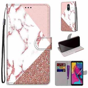 For LG Stylo 5 Coloured Drawing Cross Texture Horizontal Flip PU Leather Case with Holder & Card Slots & Wallet & Lanyard(Powder Stone Texture)