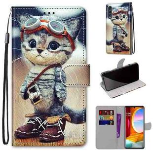 For LG Velvet Coloured Drawing Cross Texture Horizontal Flip PU Leather Case with Holder & Card Slots & Wallet & Lanyard(Leather Shoes Cat)