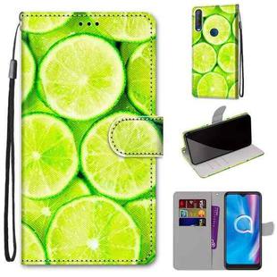 For Alcatel 1S (2020) / 3L (2020) Coloured Drawing Cross Texture Horizontal Flip PU Leather Case with Holder & Card Slots & Wallet & Lanyard(Green Lemon)