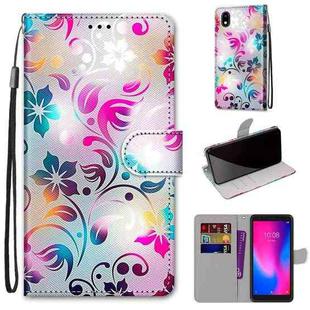 For ZTE Blade A3 2020 Coloured Drawing Cross Texture Horizontal Flip PU Leather Case with Holder & Card Slots & Wallet & Lanyard(Gradient Colorful Flower)