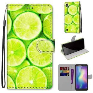 For ZTE Blade A5 2019 Coloured Drawing Cross Texture Horizontal Flip PU Leather Case with Holder & Card Slots & Wallet & Lanyard(Green Lemon)