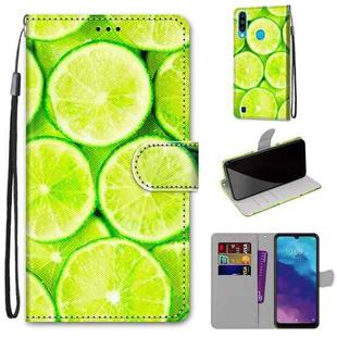 For ZTE Blade A7 2020 Coloured Drawing Cross Texture Horizontal Flip PU Leather Case with Holder & Card Slots & Wallet & Lanyard(Green Lemon)