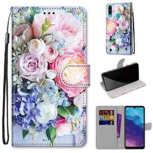 For ZTE Blade A7 2020 Coloured Drawing Cross Texture Horizontal Flip PU Leather Case with Holder & Card Slots & Wallet & Lanyard(Light Pink Bouquet)