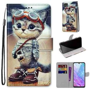 For ZTE Blade V2020 Smart Coloured Drawing Cross Texture Horizontal Flip PU Leather Case with Holder & Card Slots & Wallet & Lanyard(Leather Shoes Cat)